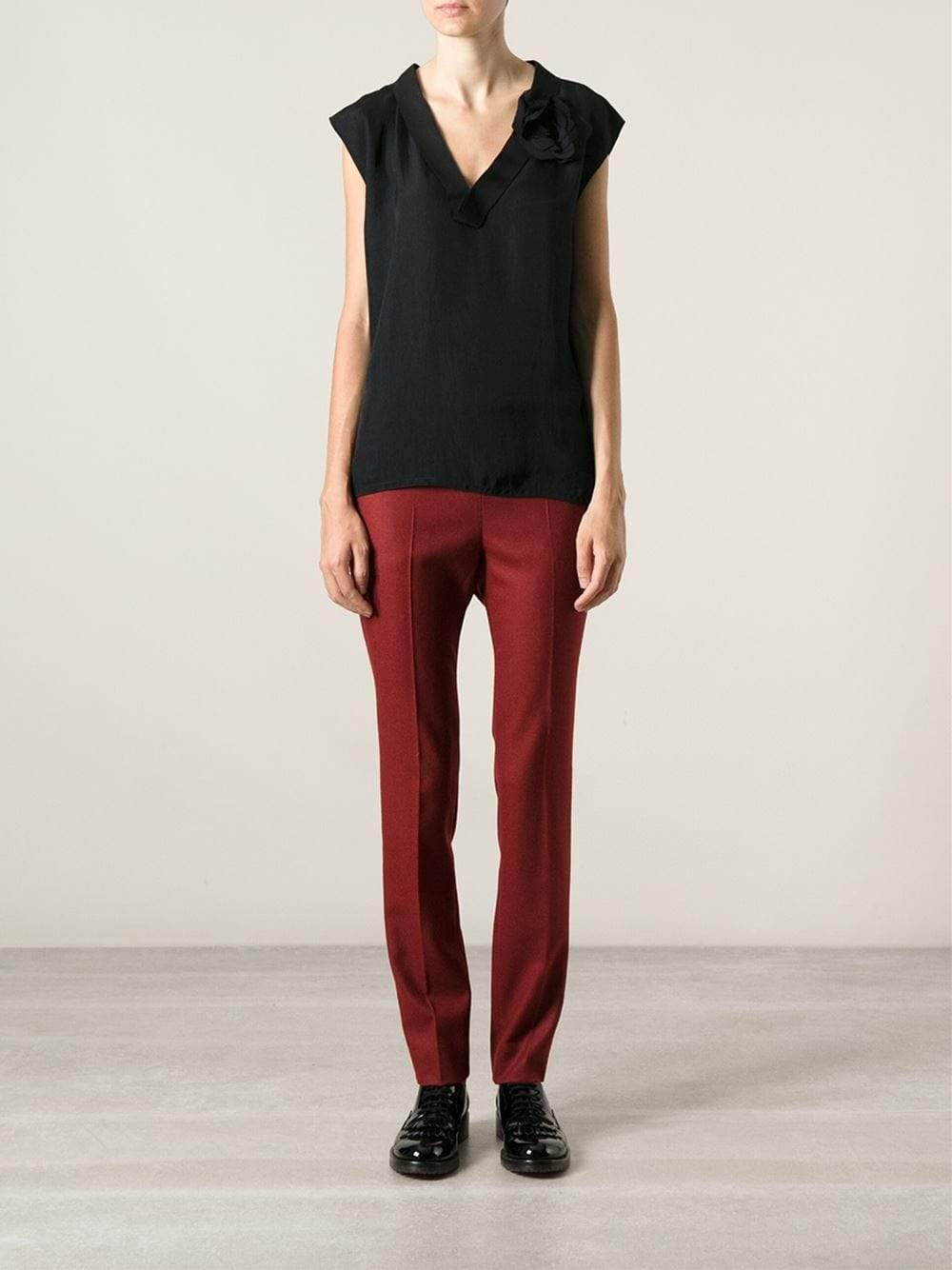 LANVIN-Cap Sleeve Top With Floral Detail-