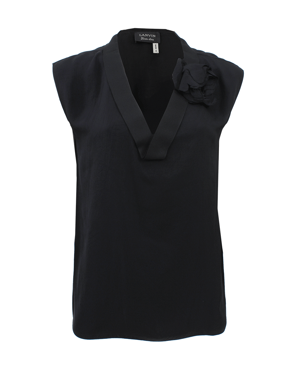 LANVIN-Cap Sleeve Top With Floral Detail-