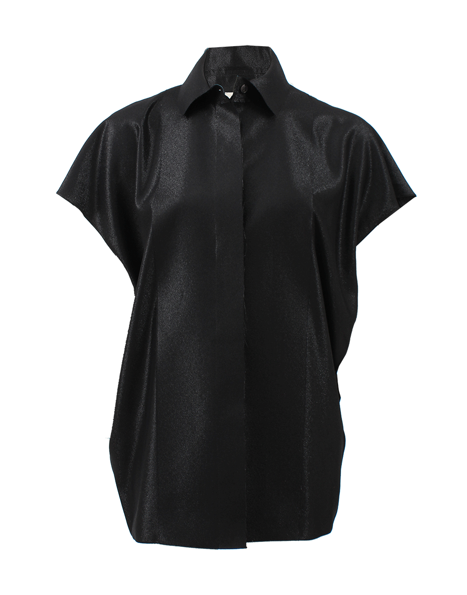 LANVIN-Flutter Sleeve Button Up Blouse-
