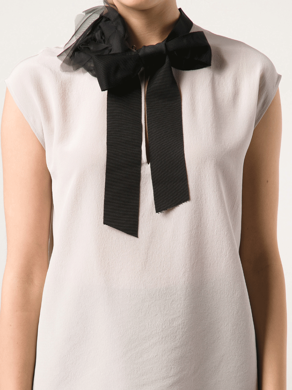 LANVIN-Key Hole Neck With Tie Blouse-