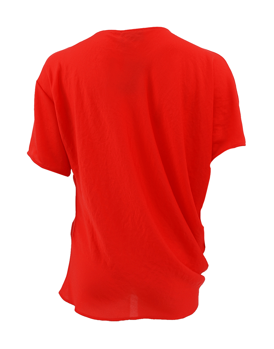 LANVIN-Short Sleeve Draped Techno Top-