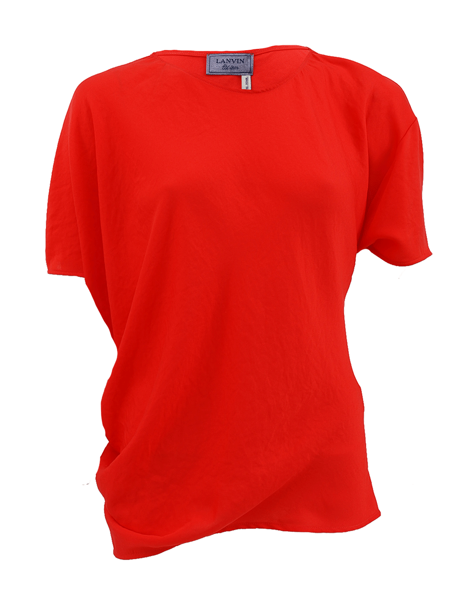 LANVIN-Short Sleeve Draped Techno Top-