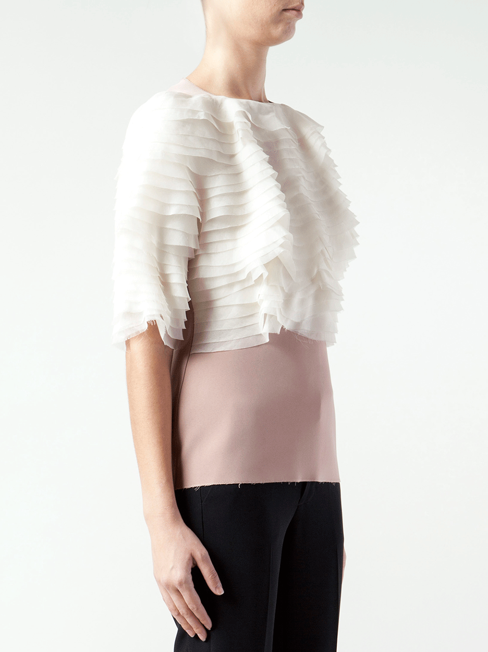 LANVIN-Ruffle Front Blouse-PLATINUM