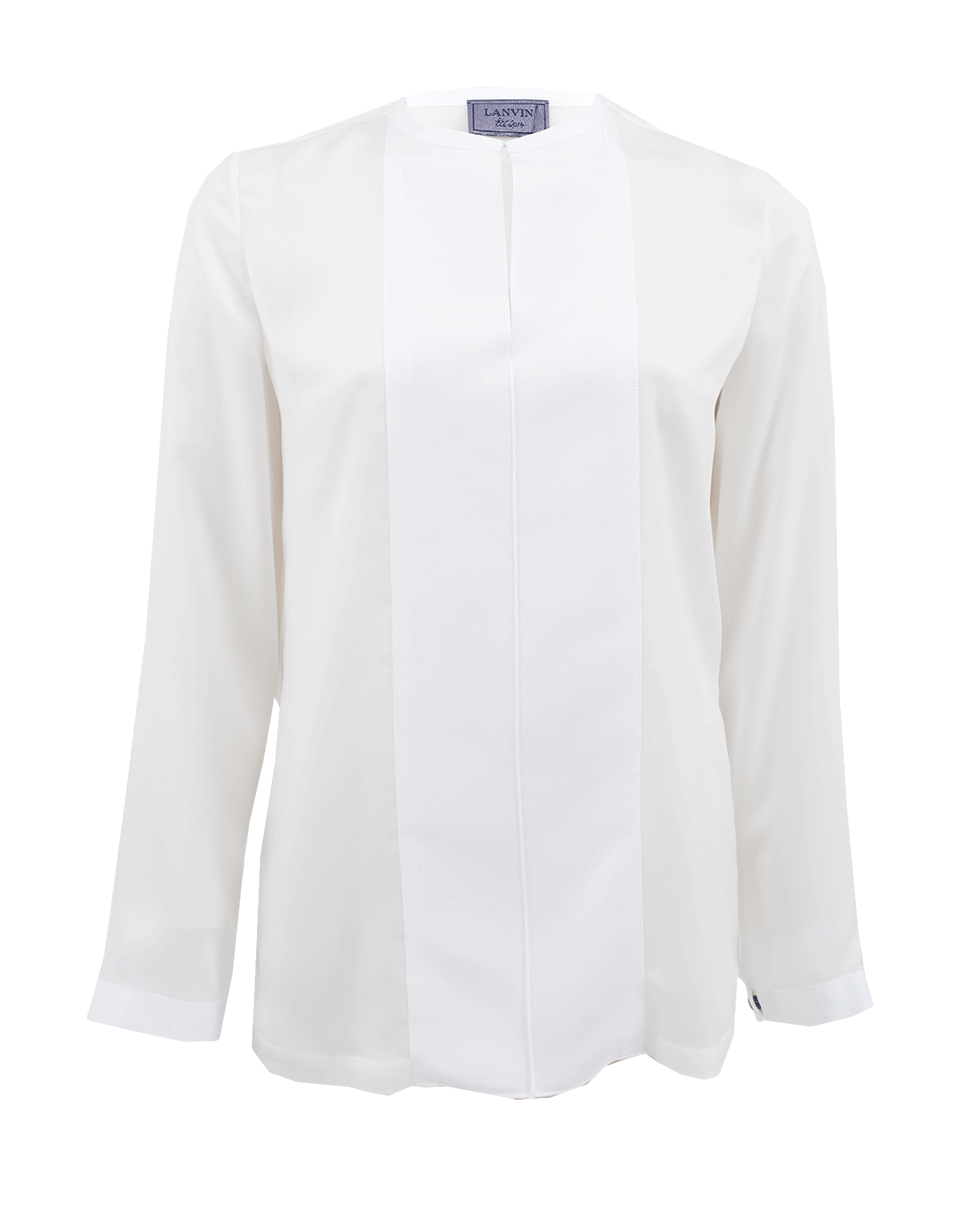 LANVIN-Long Sleeve Grosgrain Ribbon Blouse-