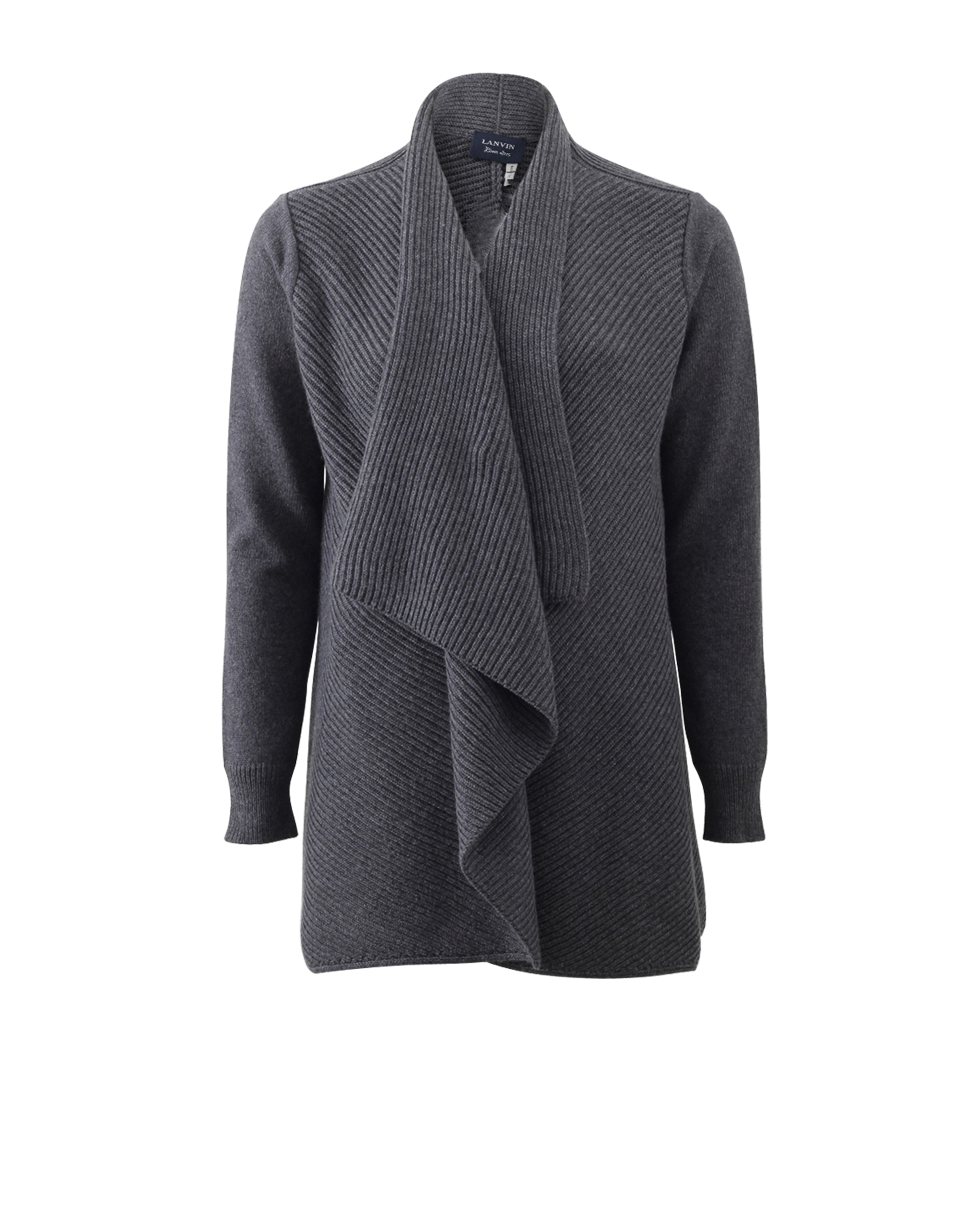LANVIN-Drape Front Ribbed Cardigan-