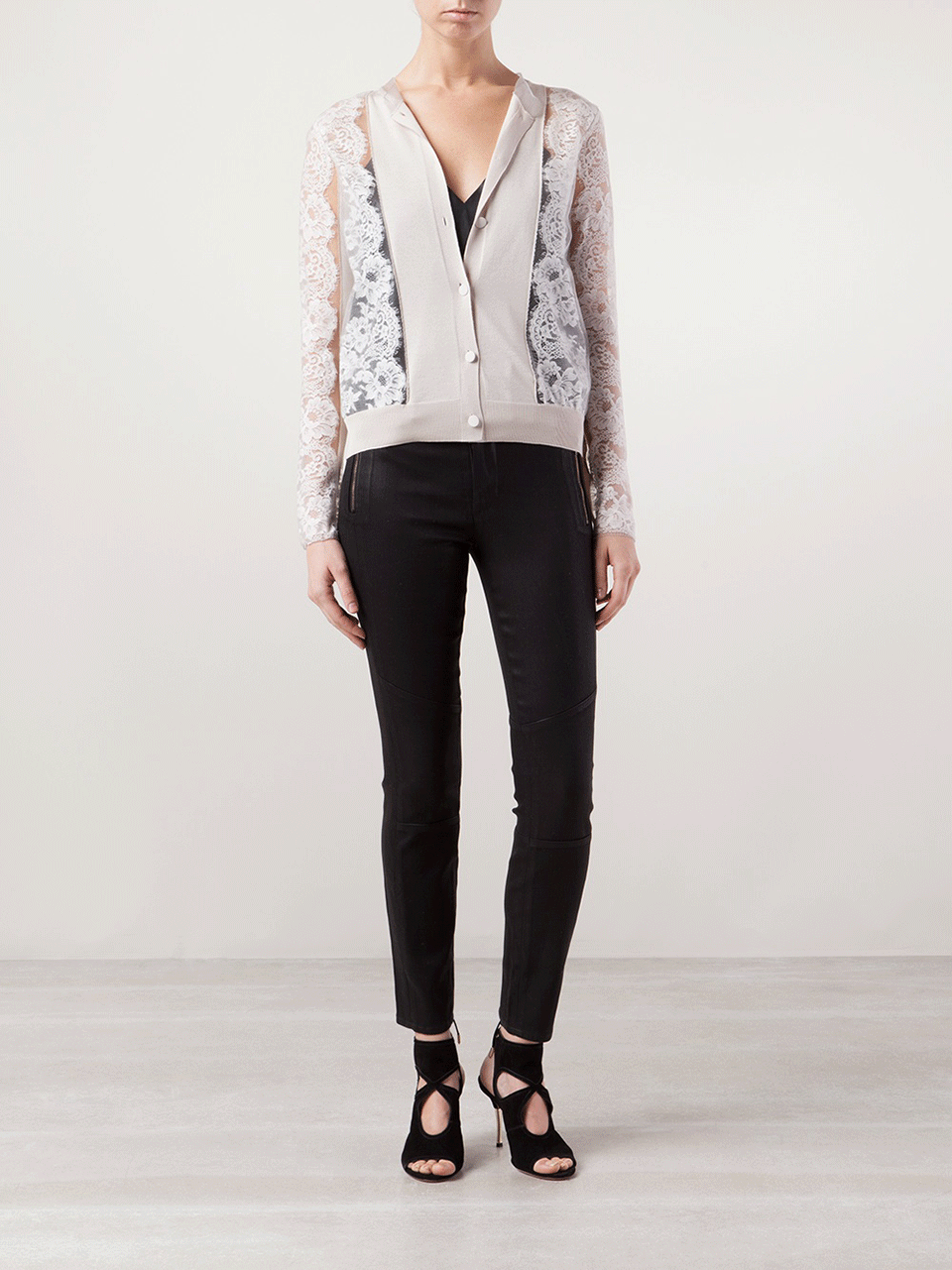LANVIN-Lace Sleeve Cropped Cardigan-