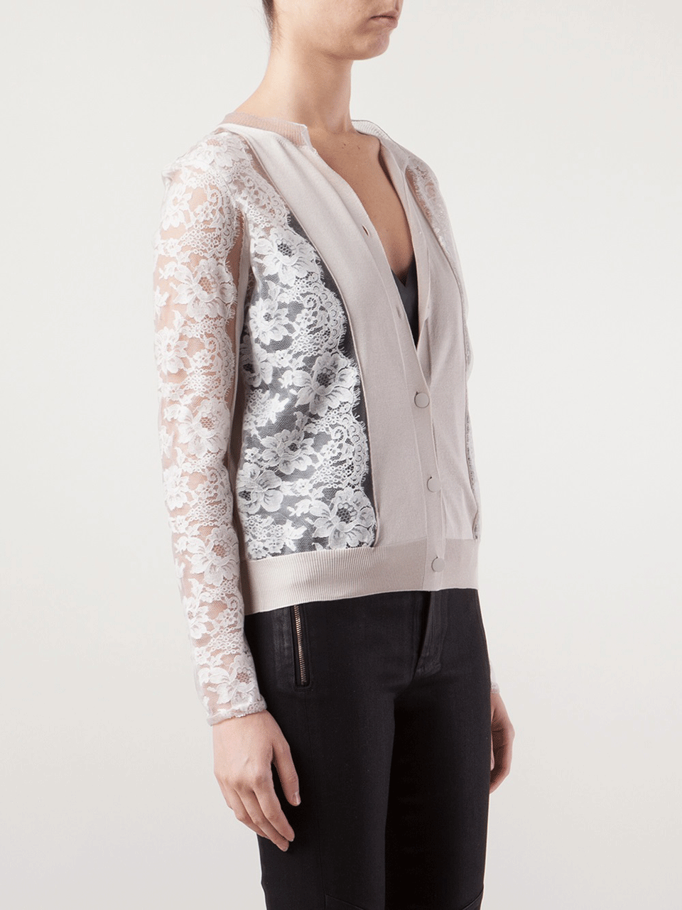 LANVIN-Lace Sleeve Cropped Cardigan-