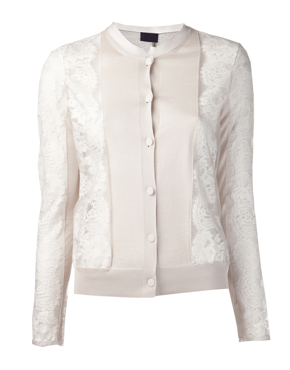 LANVIN-Lace Sleeve Cropped Cardigan-