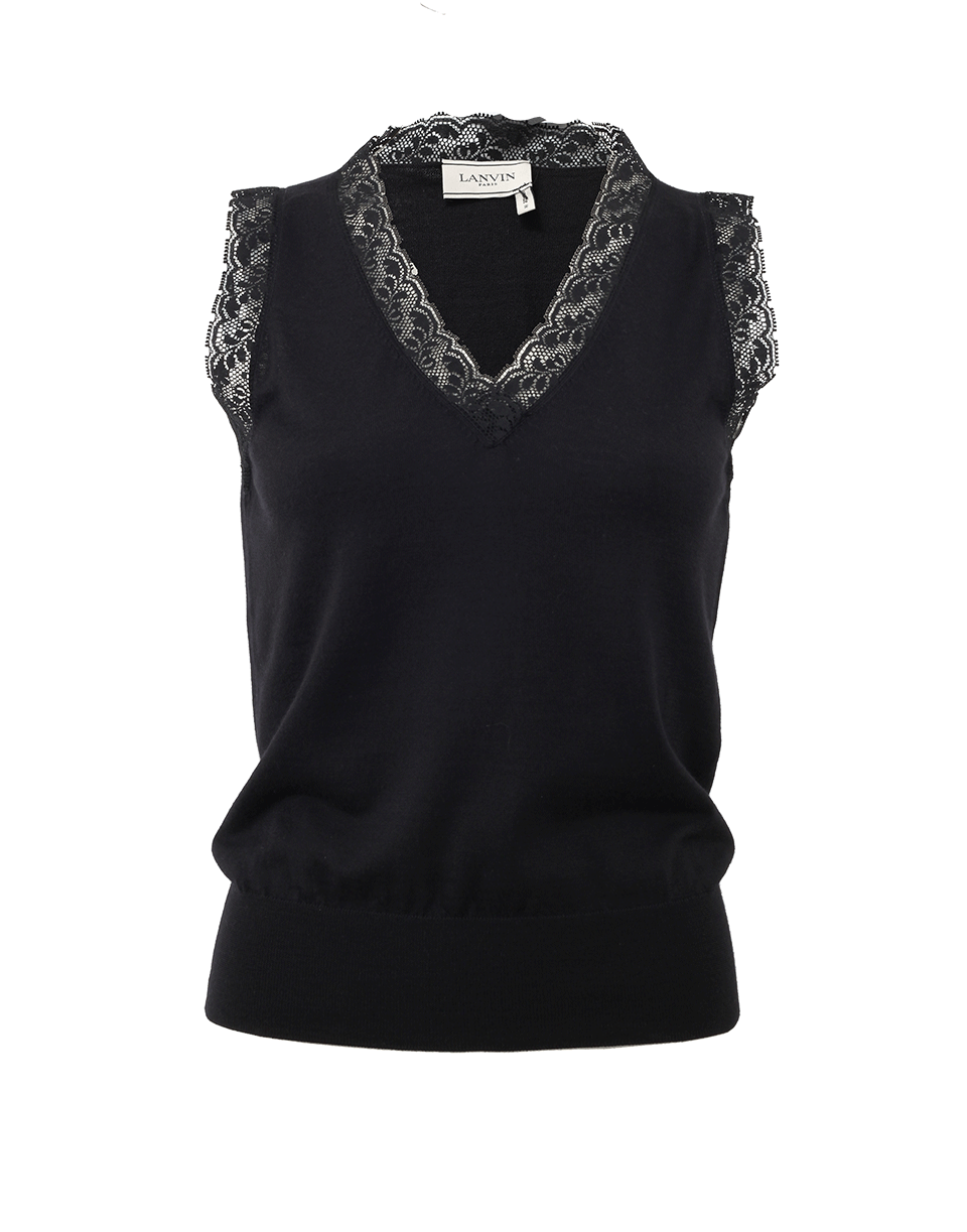 LANVIN-Lace Trim Tank-