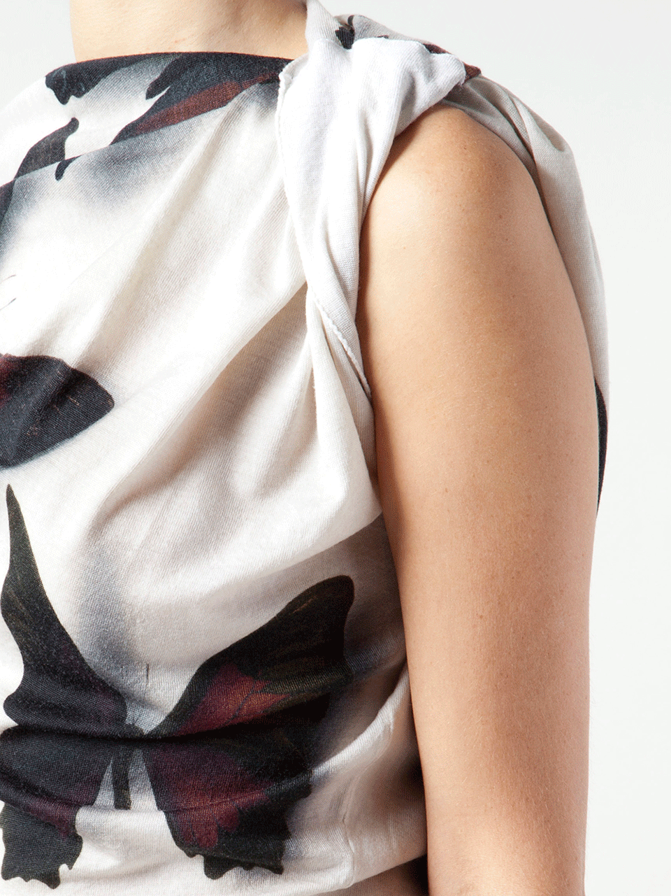 LANVIN-Sleeveless Asymmetrical Butterfly Print Top-