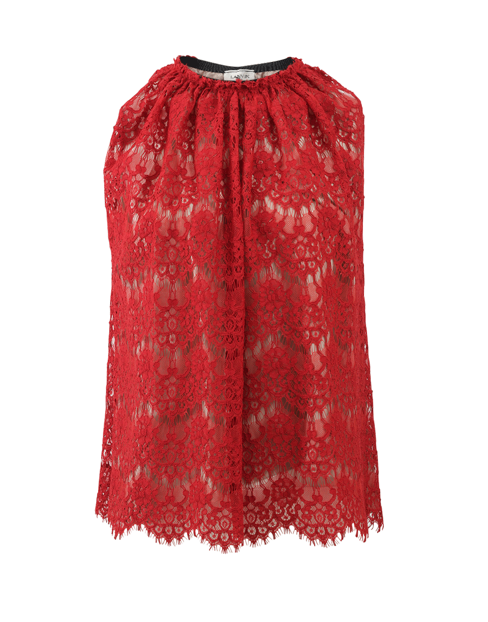 LANVIN-High Neck Lace Top-