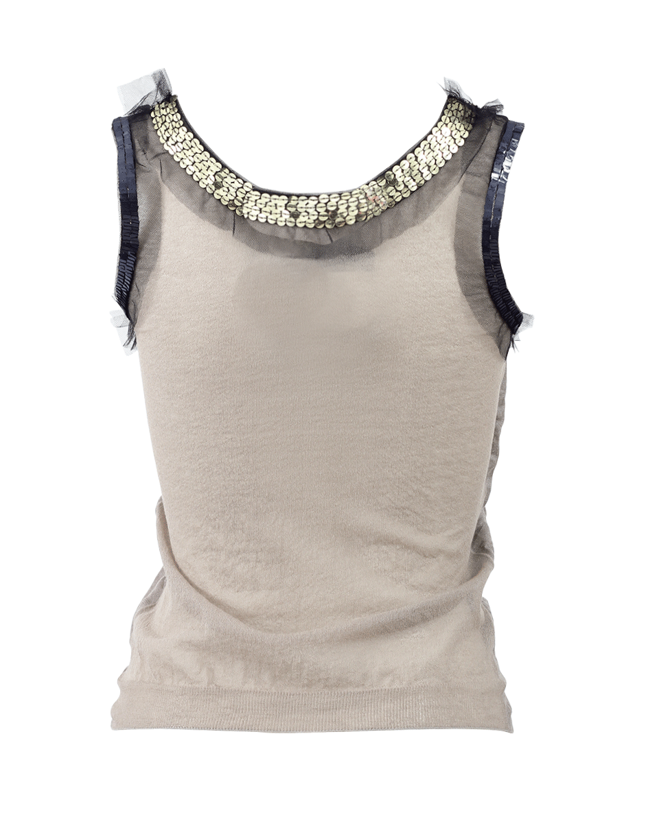 LANVIN-Crinkle Tank With Sequins-