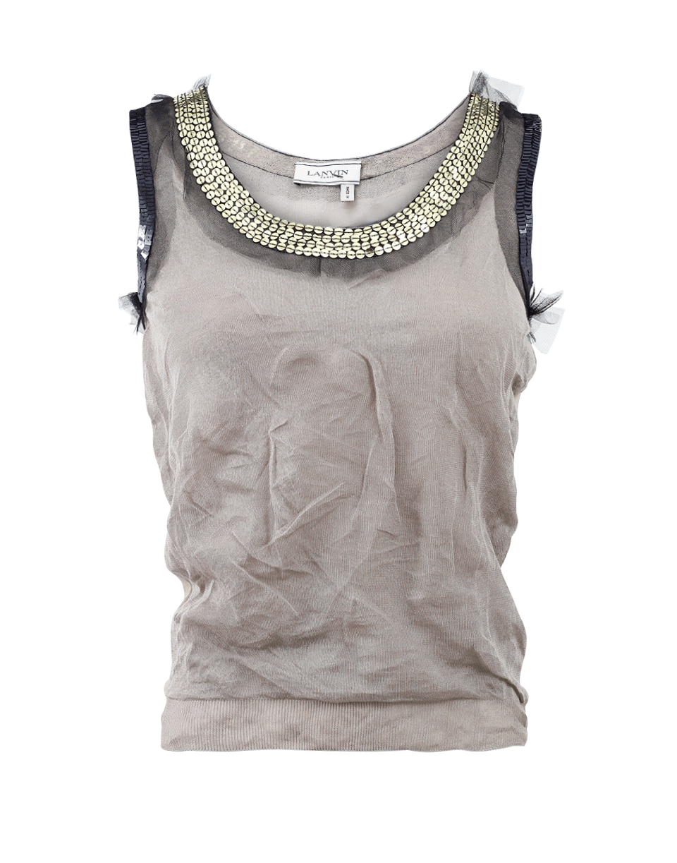 LANVIN-Crinkle Tank With Sequins-