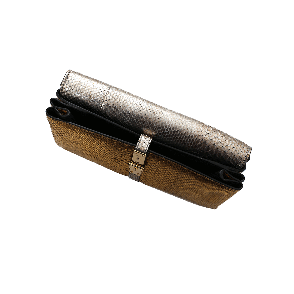 LANVIN-Python Clutch-GLD/SLVR