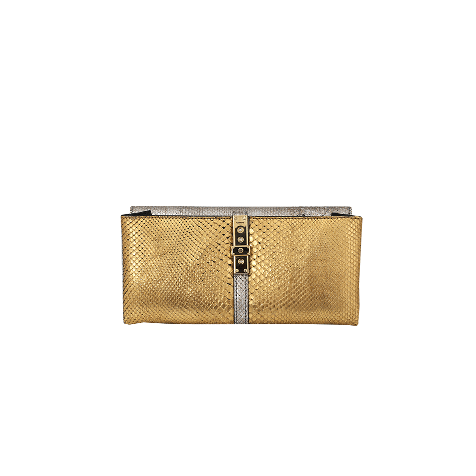 LANVIN-Python Clutch-GLD/SLVR