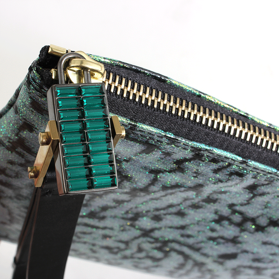 LANVIN-Small Zippered Brocade Clutch-GREEN