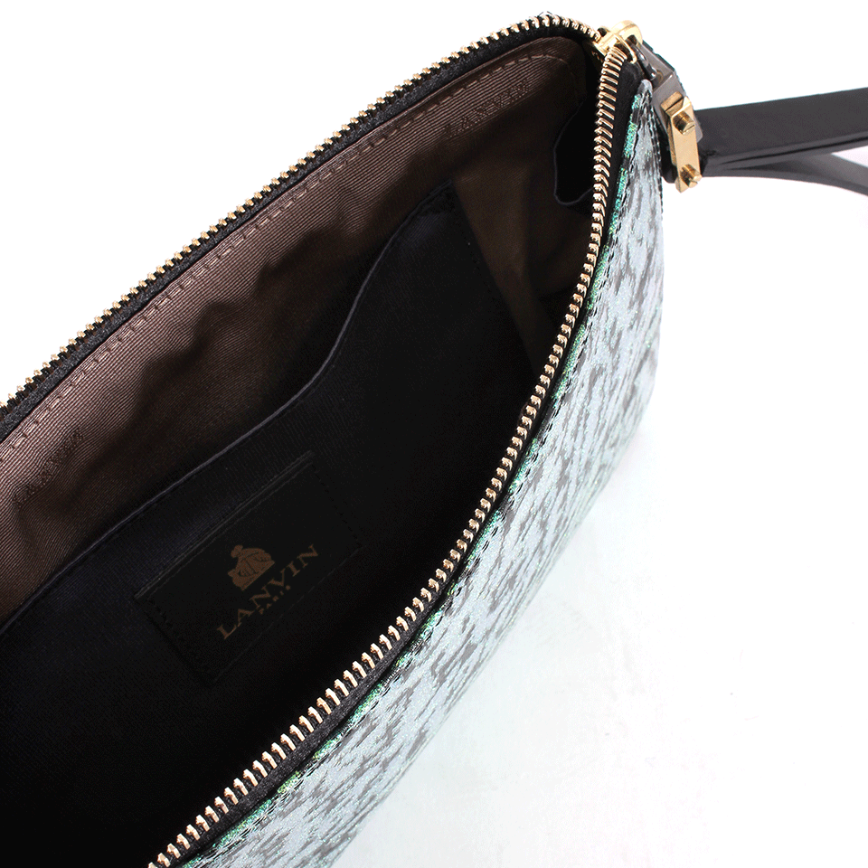 LANVIN-Small Zippered Brocade Clutch-GREEN