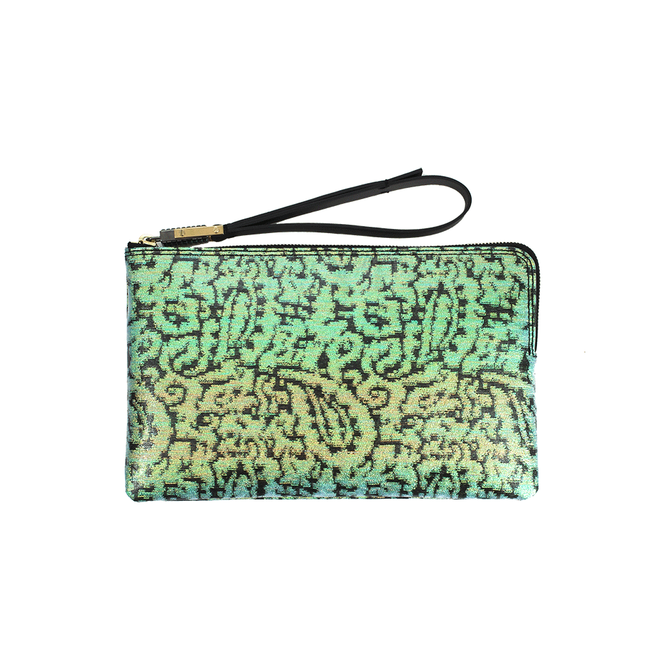 LANVIN-Small Zippered Brocade Clutch-GREEN