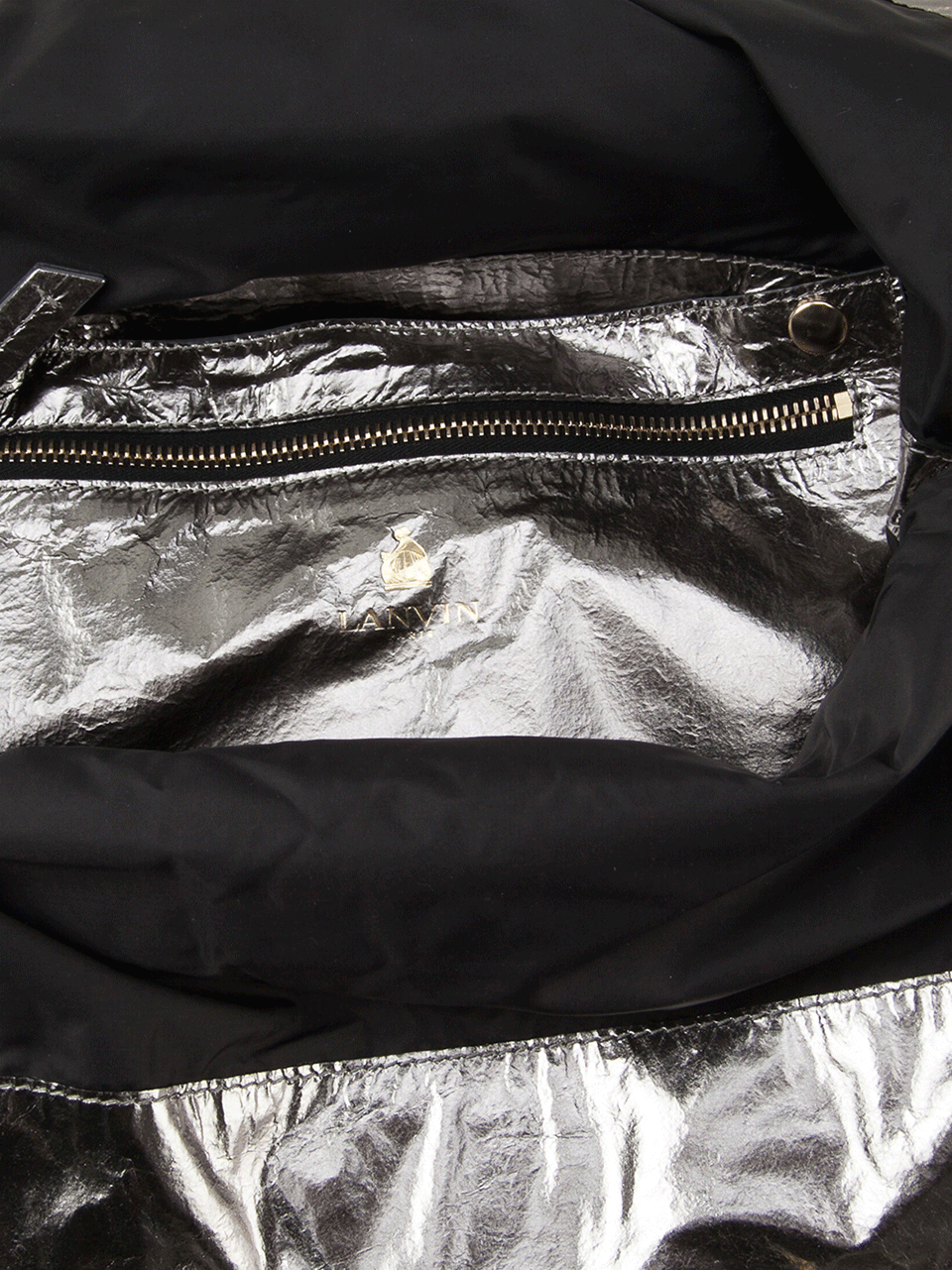 LANVIN-Double Zipper Foldover Clutch-SILVER
