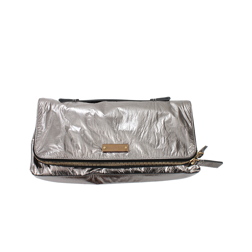 LANVIN-Double Zipper Foldover Clutch-SILVER