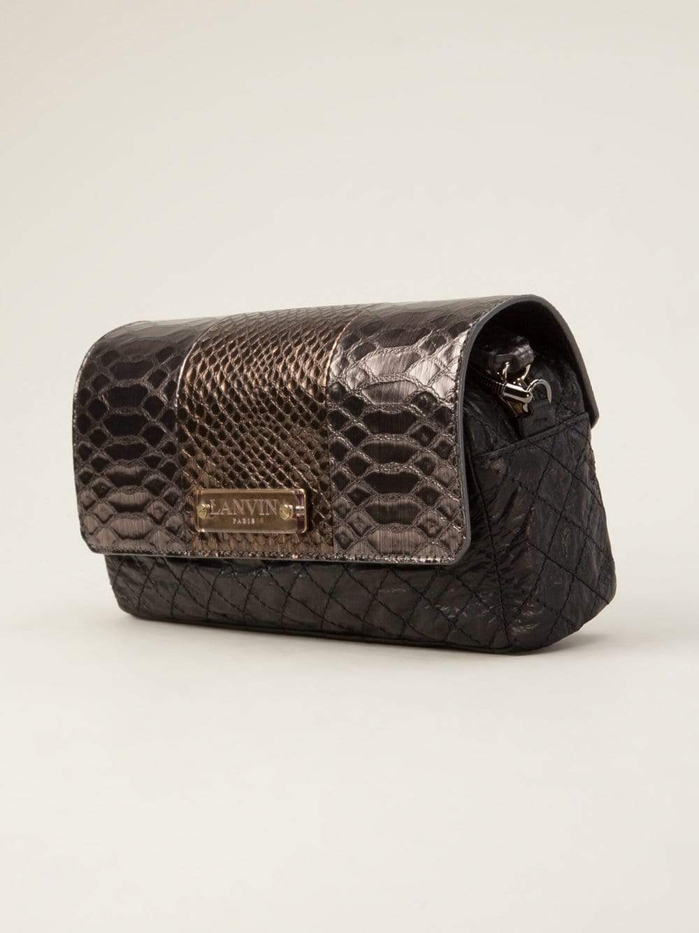 LANVIN-Small Quilted Clutch With Chain-SLVR/BLK