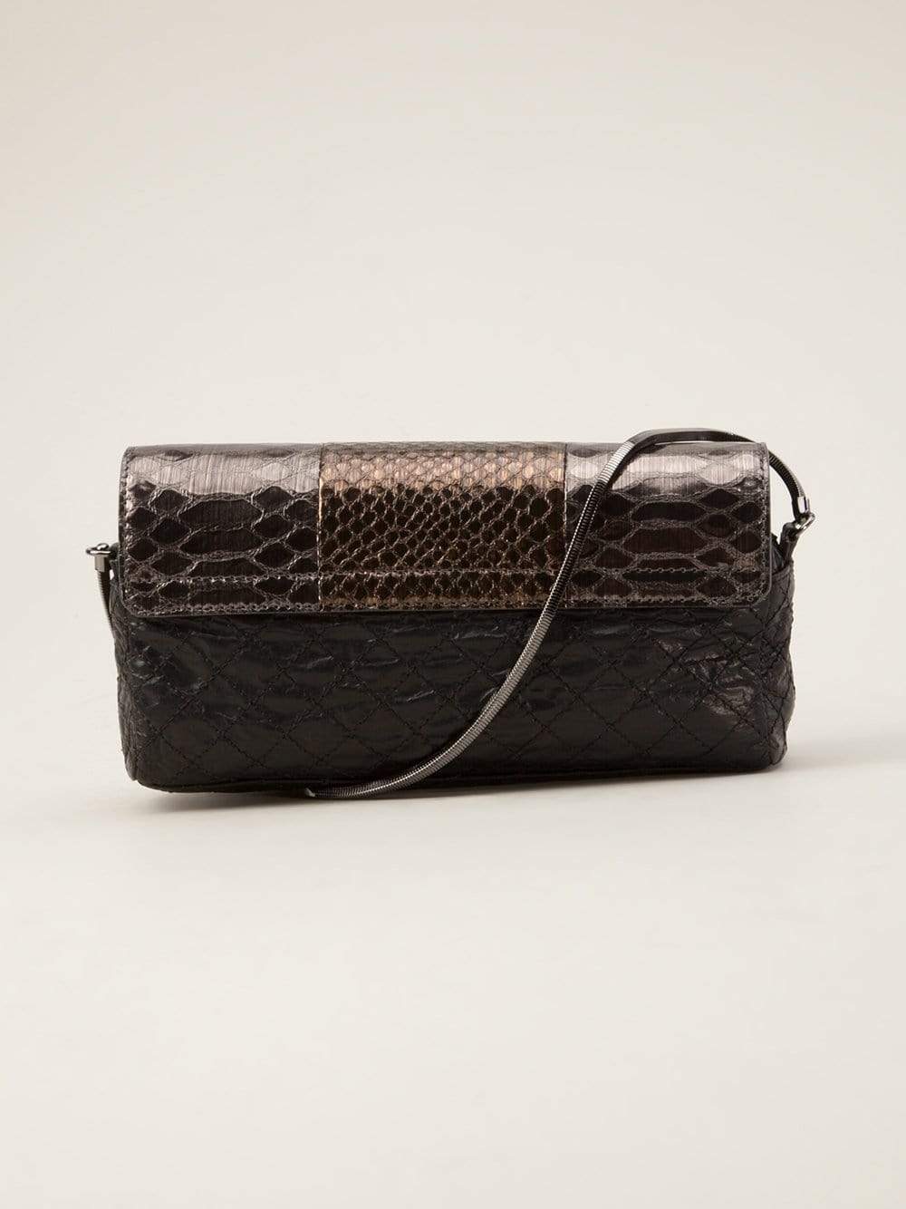 LANVIN-Small Quilted Clutch With Chain-SLVR/BLK