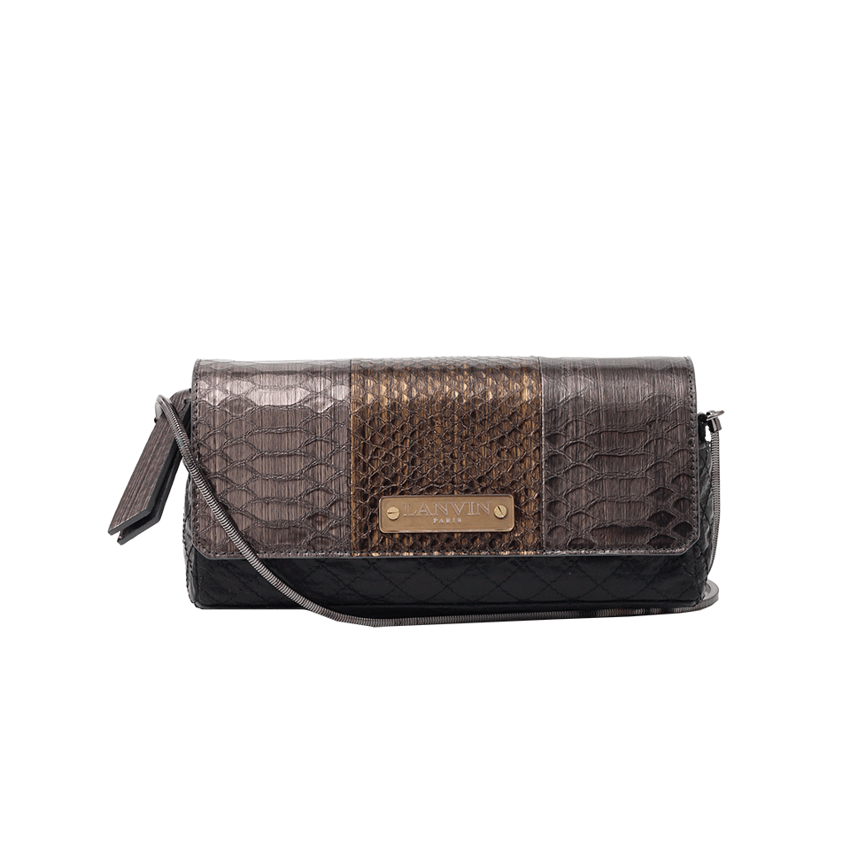 LANVIN-Small Quilted Clutch With Chain-SLVR/BLK