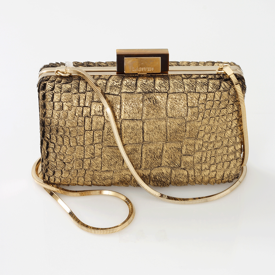 LANVIN-Metallic Evening Sea Breeze Clutch-BLACK