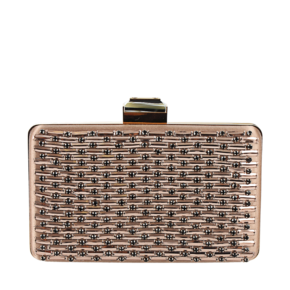 LANVIN-Embroidered Satin Box Clutch-HONEY