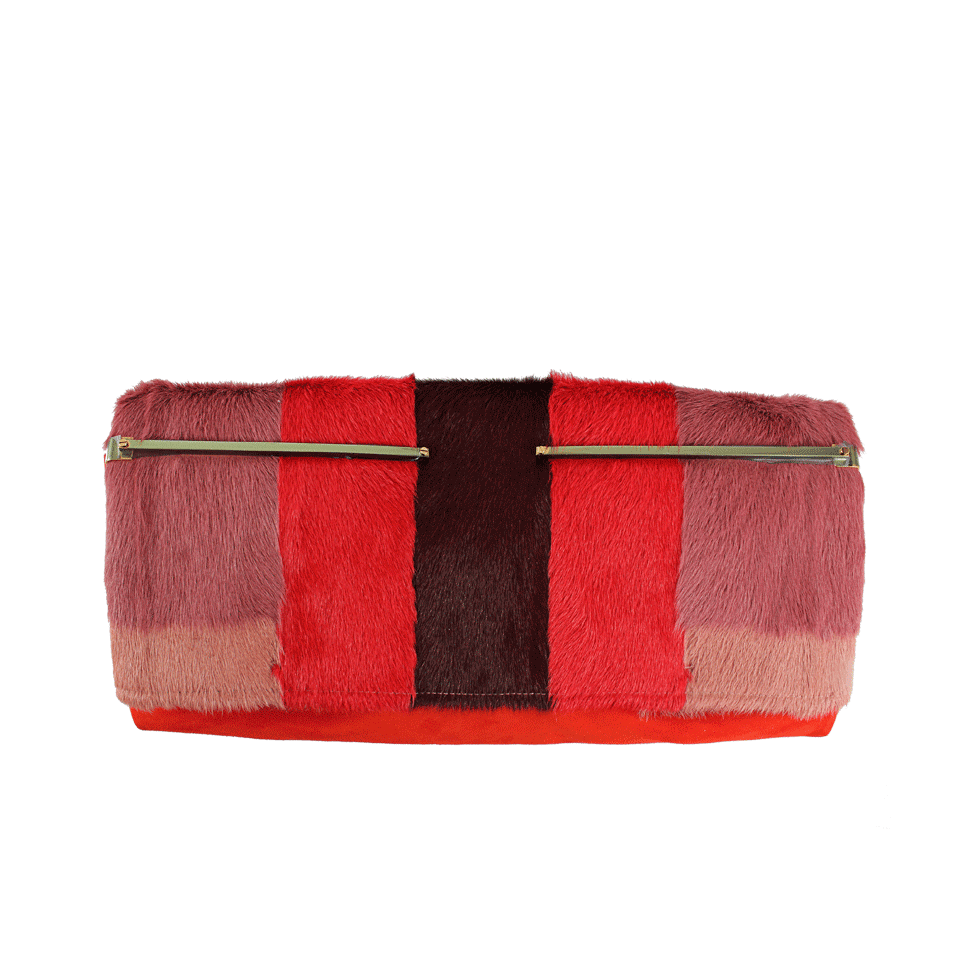 LANVIN-Oblong Fur and Suede Shoulder Bag-FUCHSIA