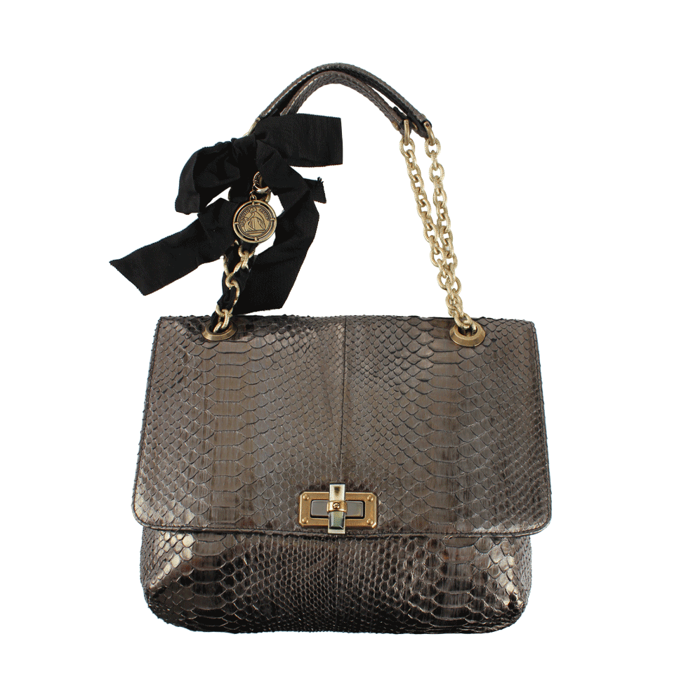 LANVIN-Medium Python Happy Bag-GREY