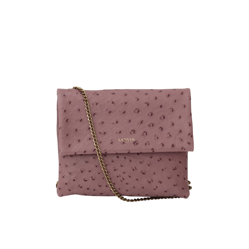 LANVIN-Ostrich Effect Mini Sugar Bag-ROSEWOOD