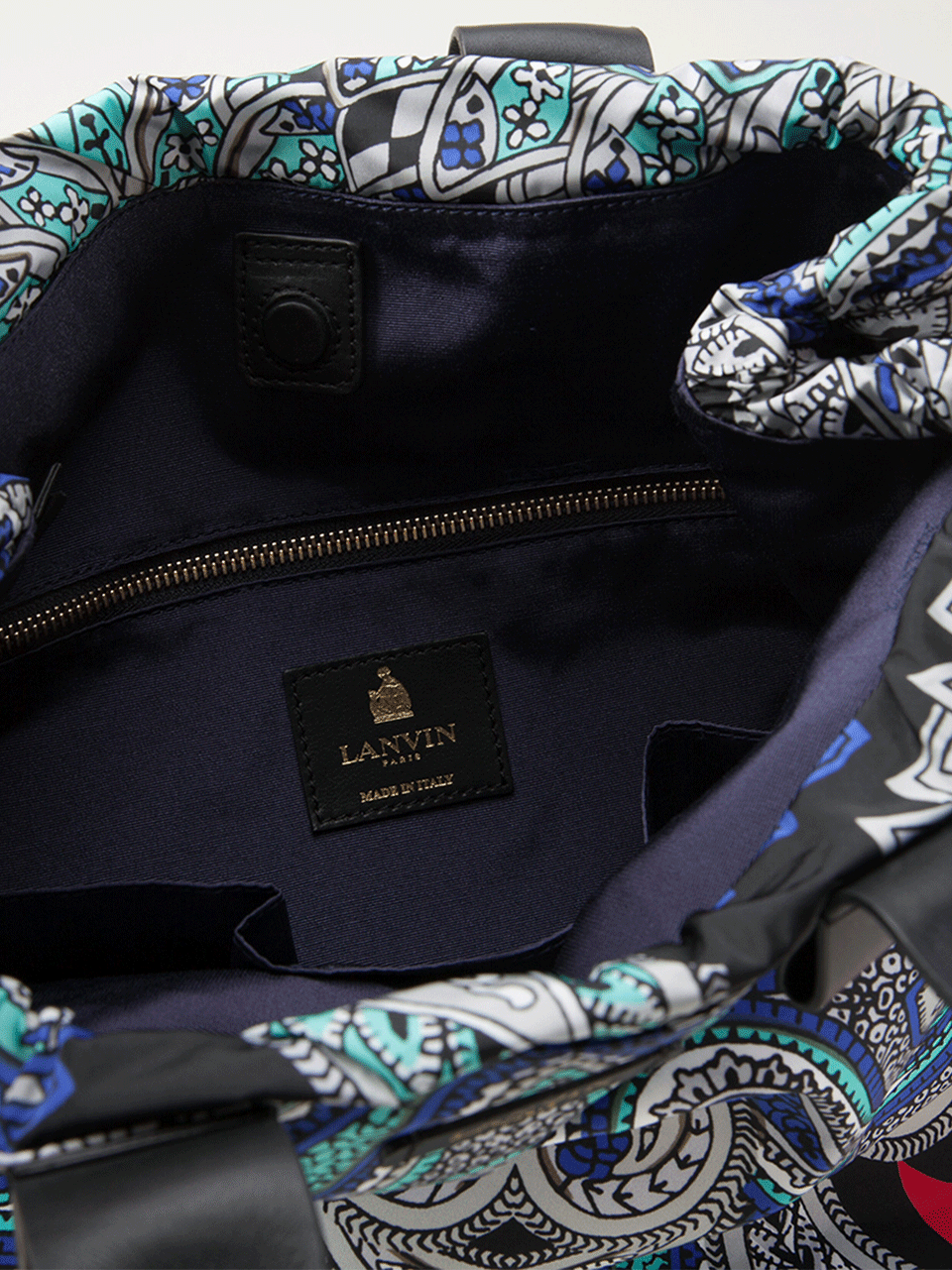 LANVIN-Green Paisley Veritcal Shopper-GREEN