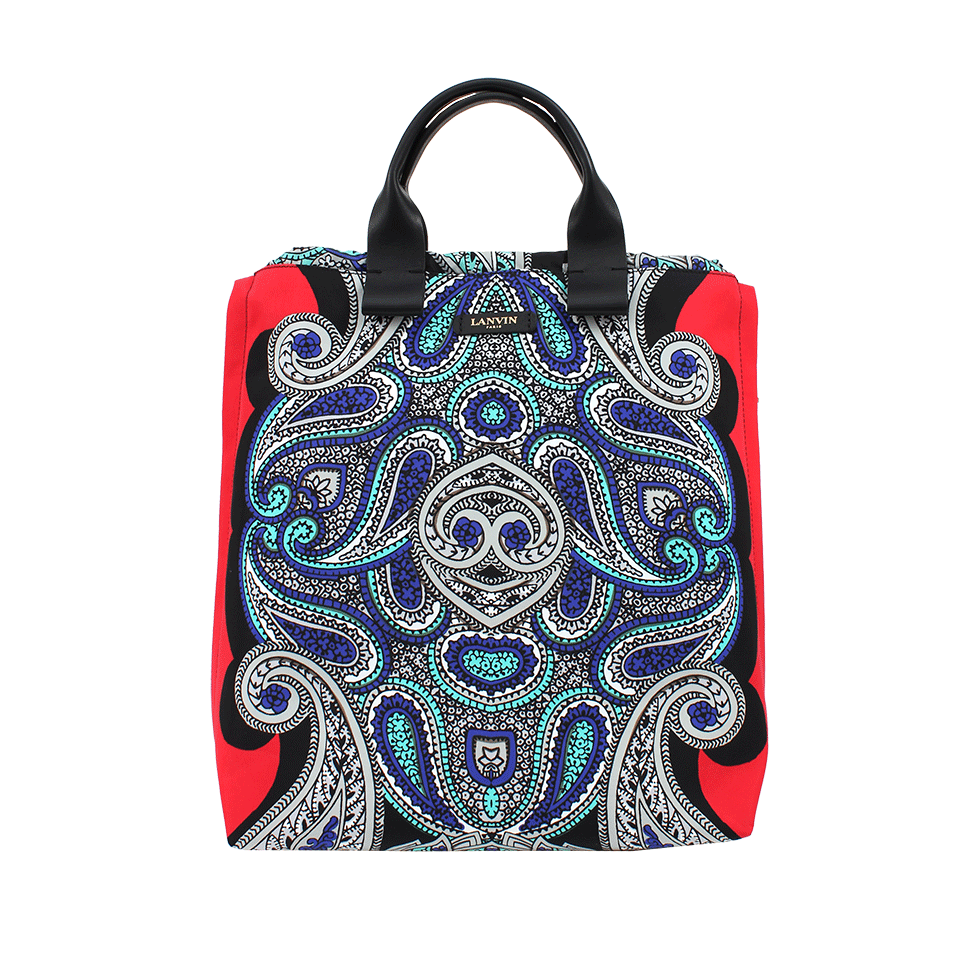 LANVIN-Green Paisley Veritcal Shopper-GREEN