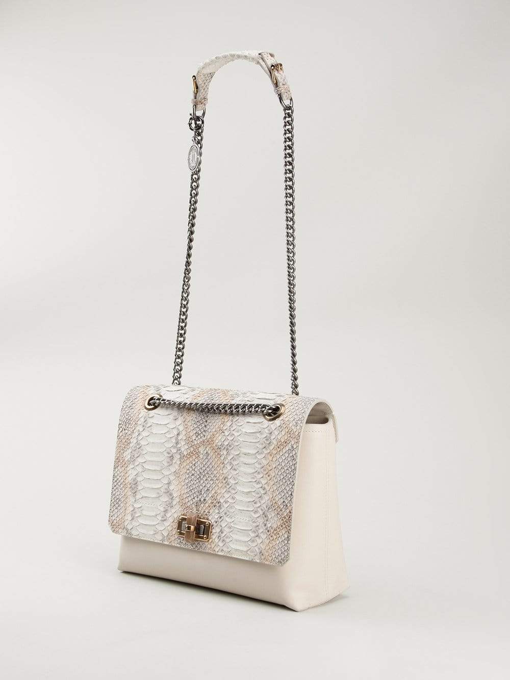LANVIN-Happy Medium Python Bag-WHITE