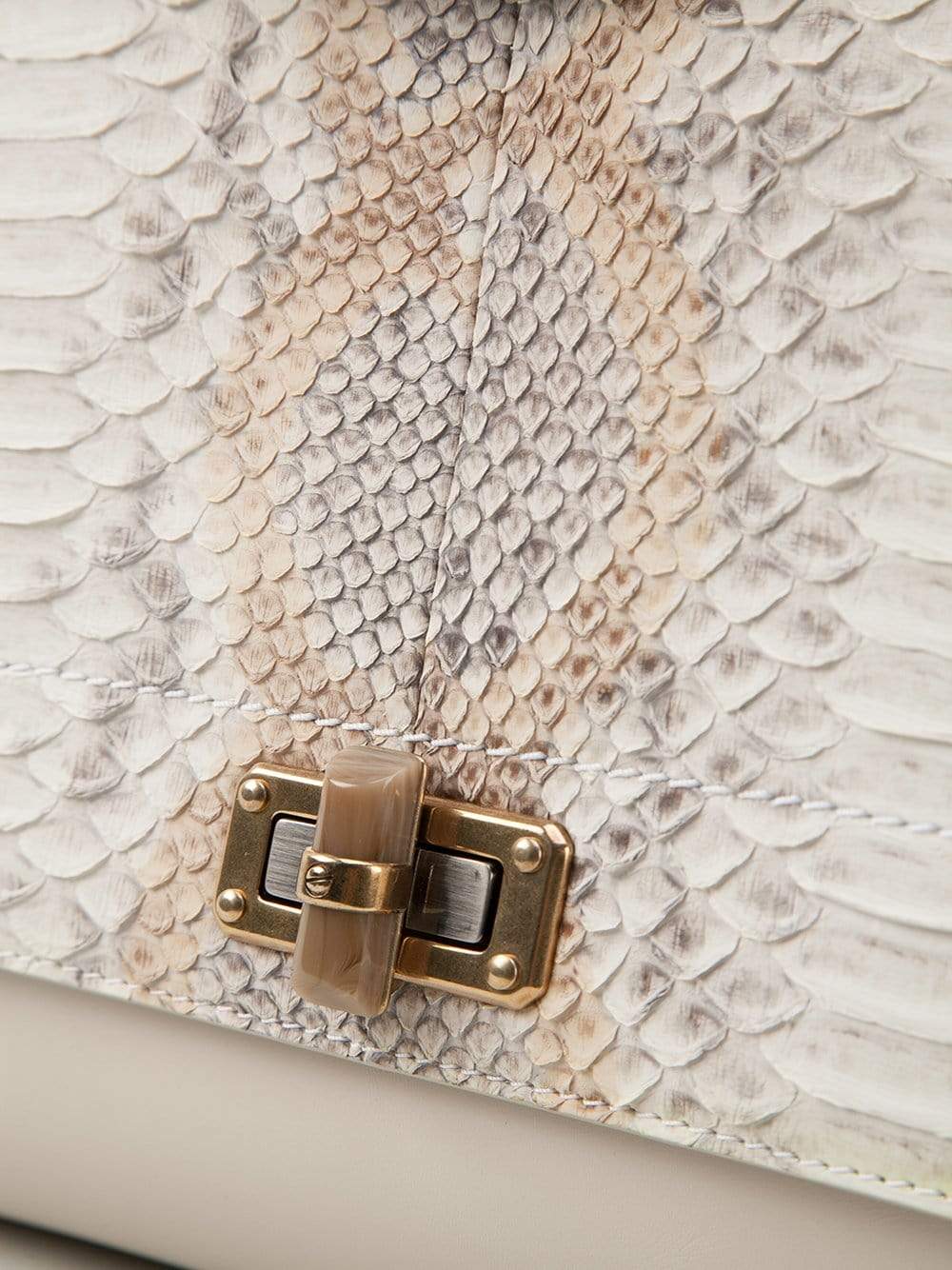 LANVIN-Happy Medium Python Bag-WHITE