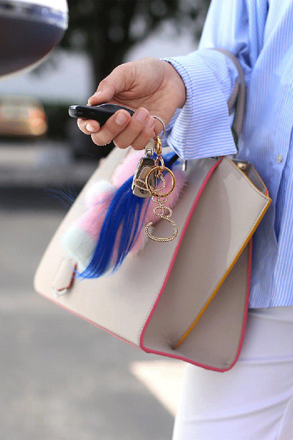 LANVIN-Cool Rhinestone Keychain-GOLD