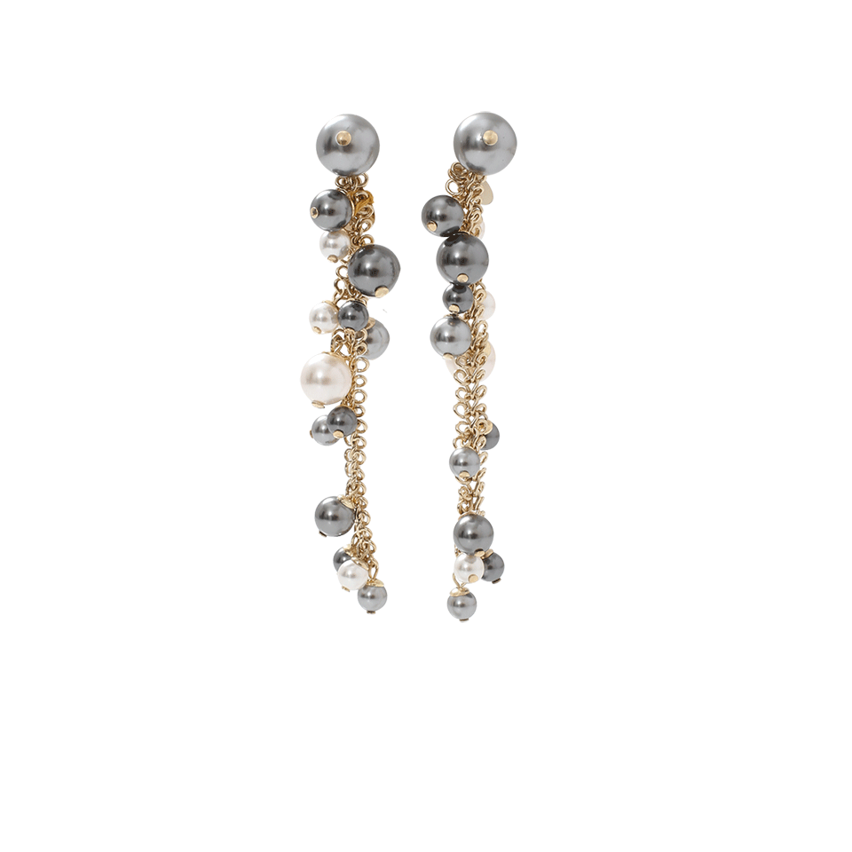 LANVIN-Long Pearl Earrings-WHT/GRY