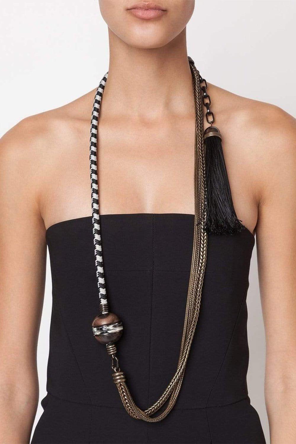LANVIN-Vita Long Tassle Necklace-BLACK