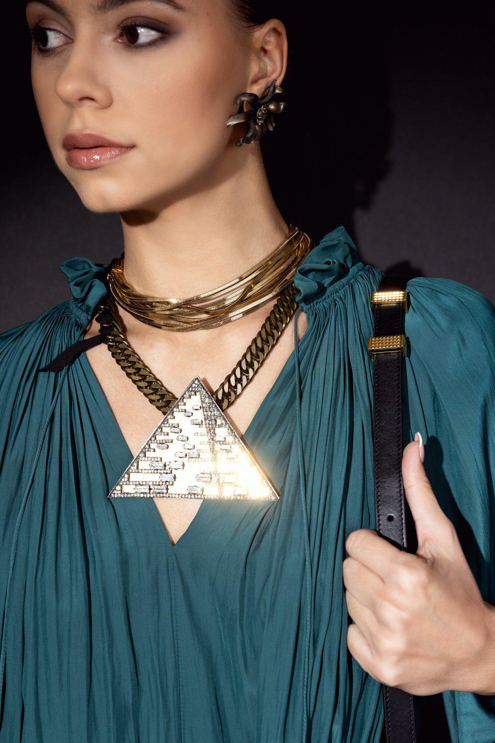 LANVIN-Luxor Pyramid Necklace-CRYSTAL