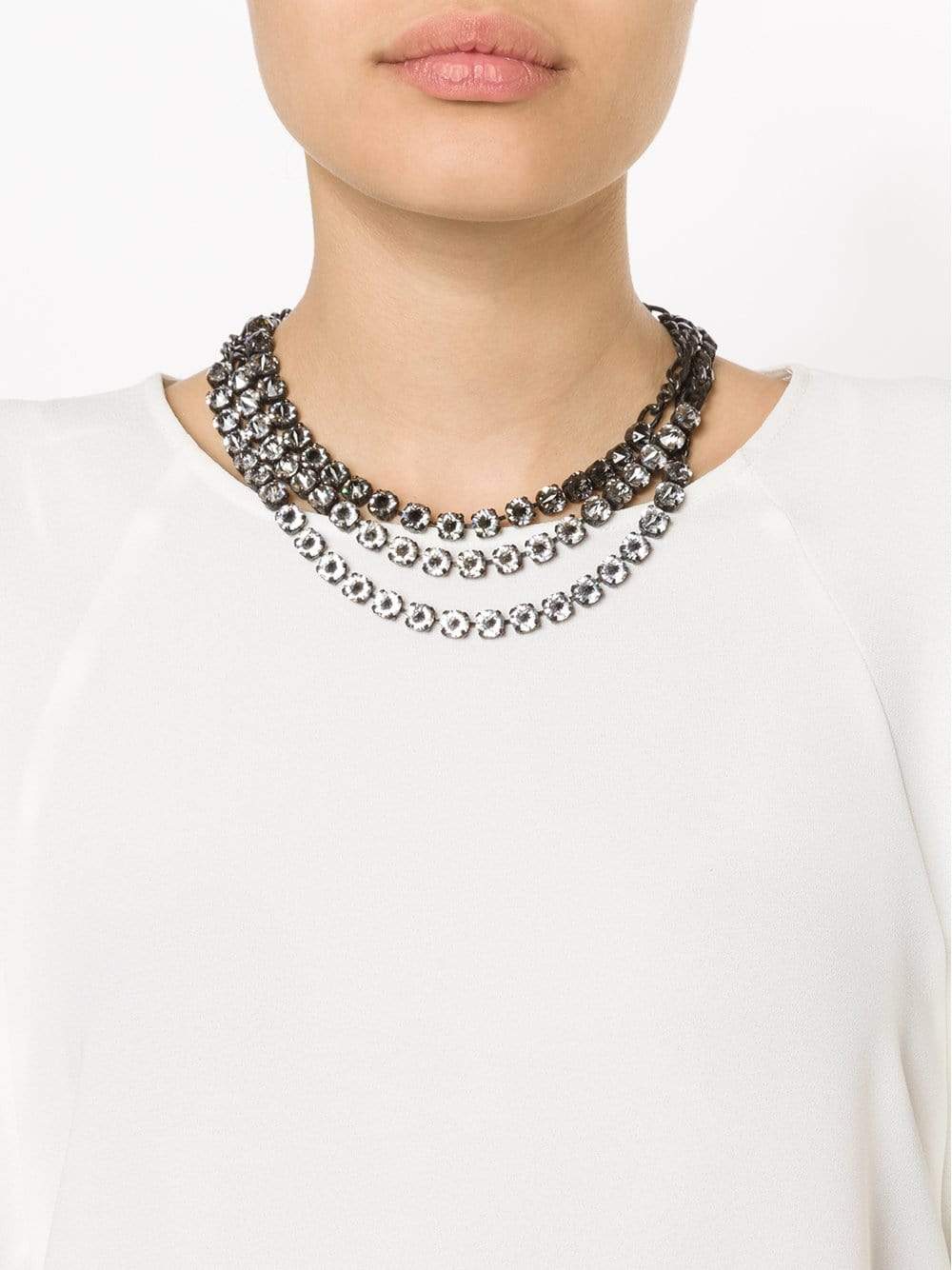 LANVIN-Kristin Three-Strand Necklace-GUNMTL