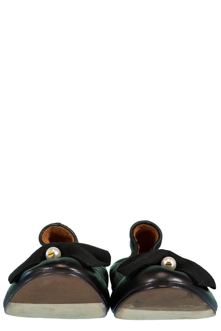 LANVIN-Bow and Pearl Ballerina Slippers-BLACK