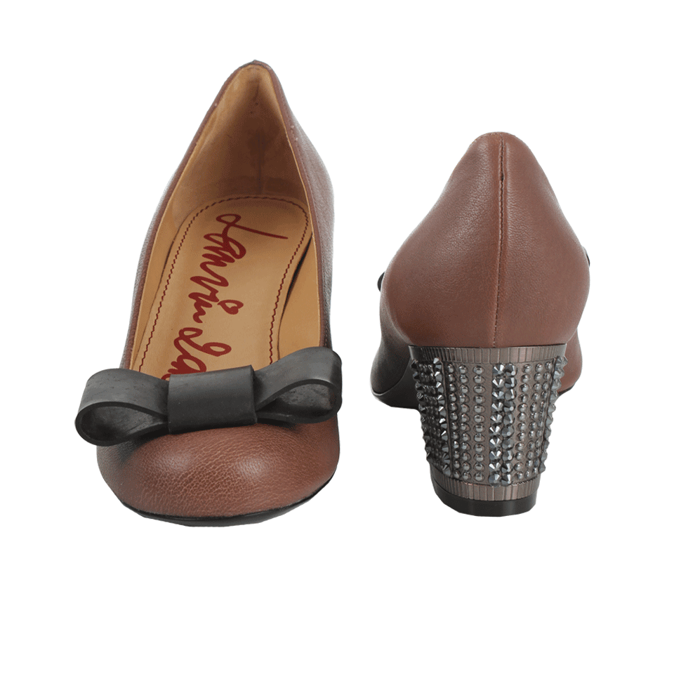 LANVIN-Bling Heel and Bow-Toe Pump-