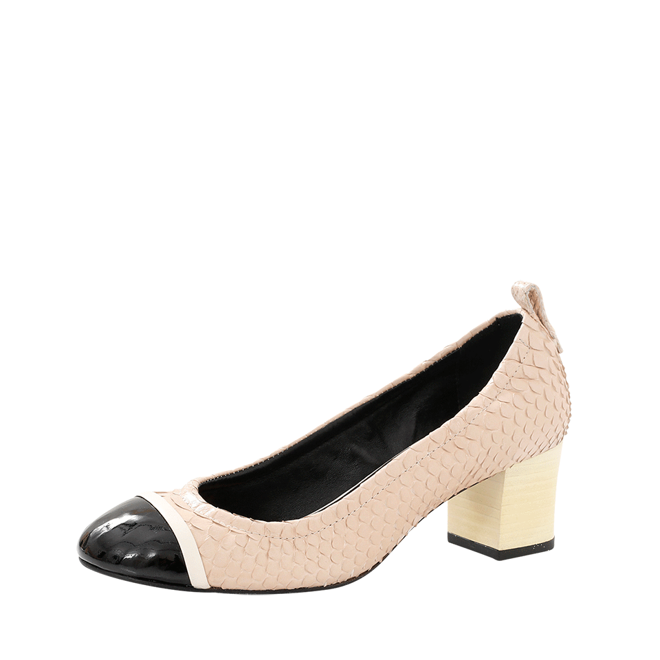 LANVIN-Iconic Python Cap Toe Pump-