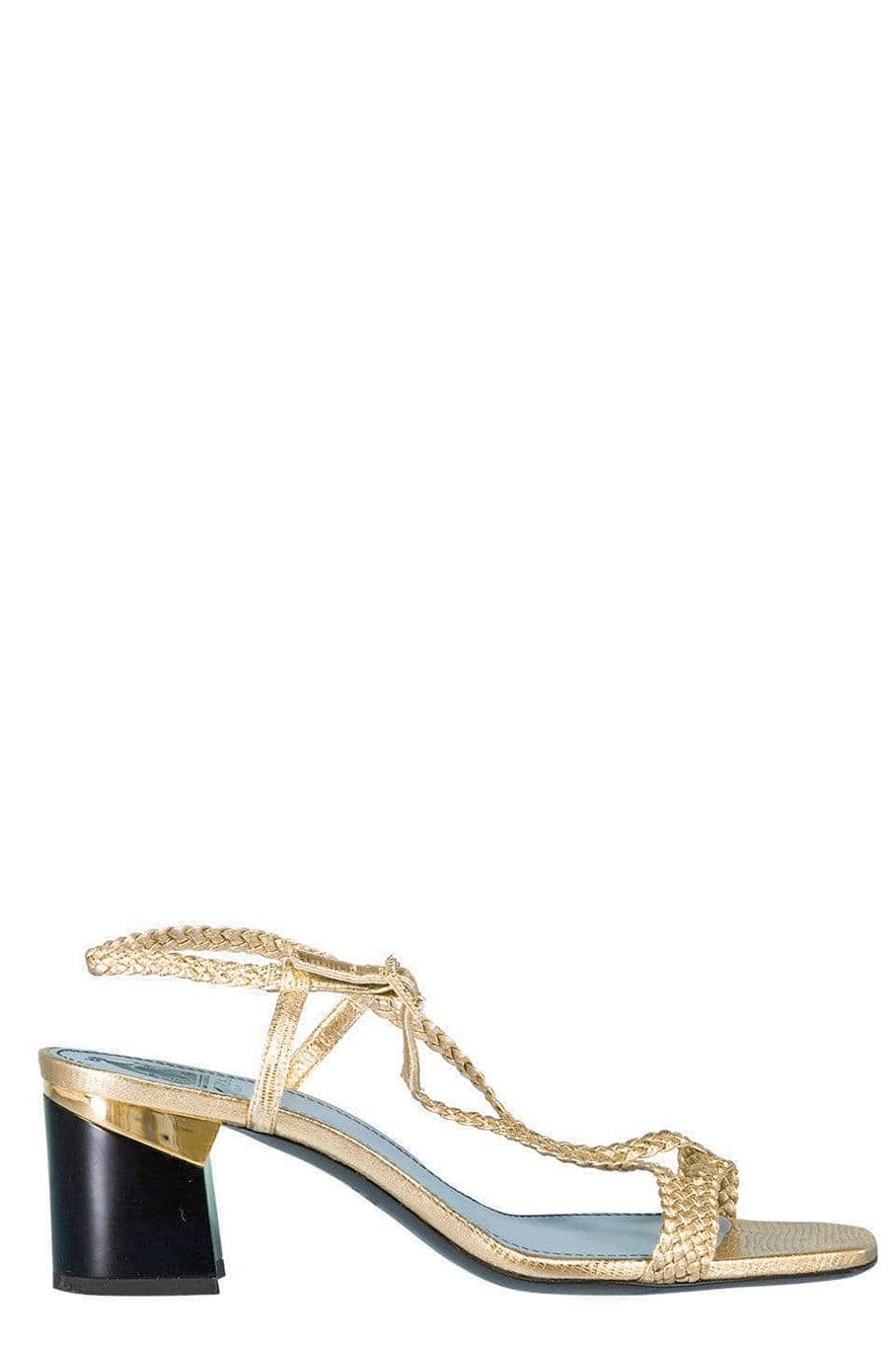 LANVIN-Braid Strap Block Heel Sandal-GOLD