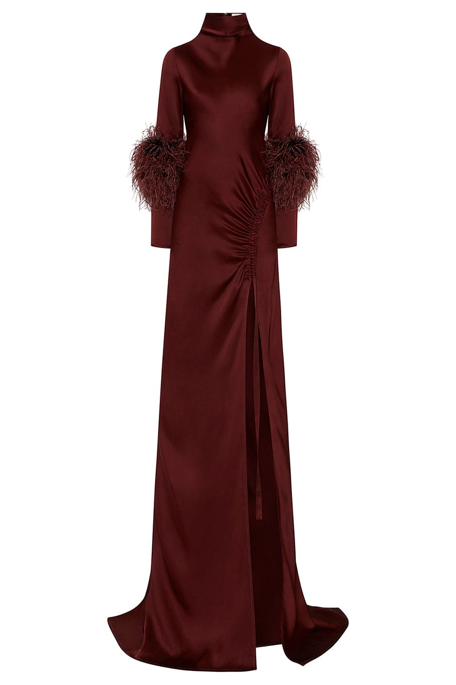 LAPOINTE-Double Face Satin Slit Maxi Dress-