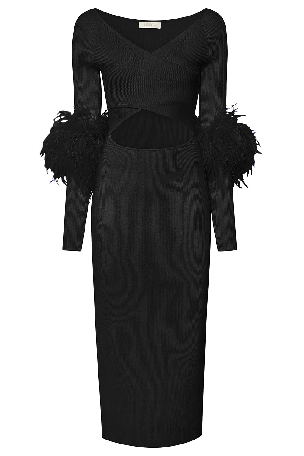 LAPOINTE-Cut Out Feather Dress-