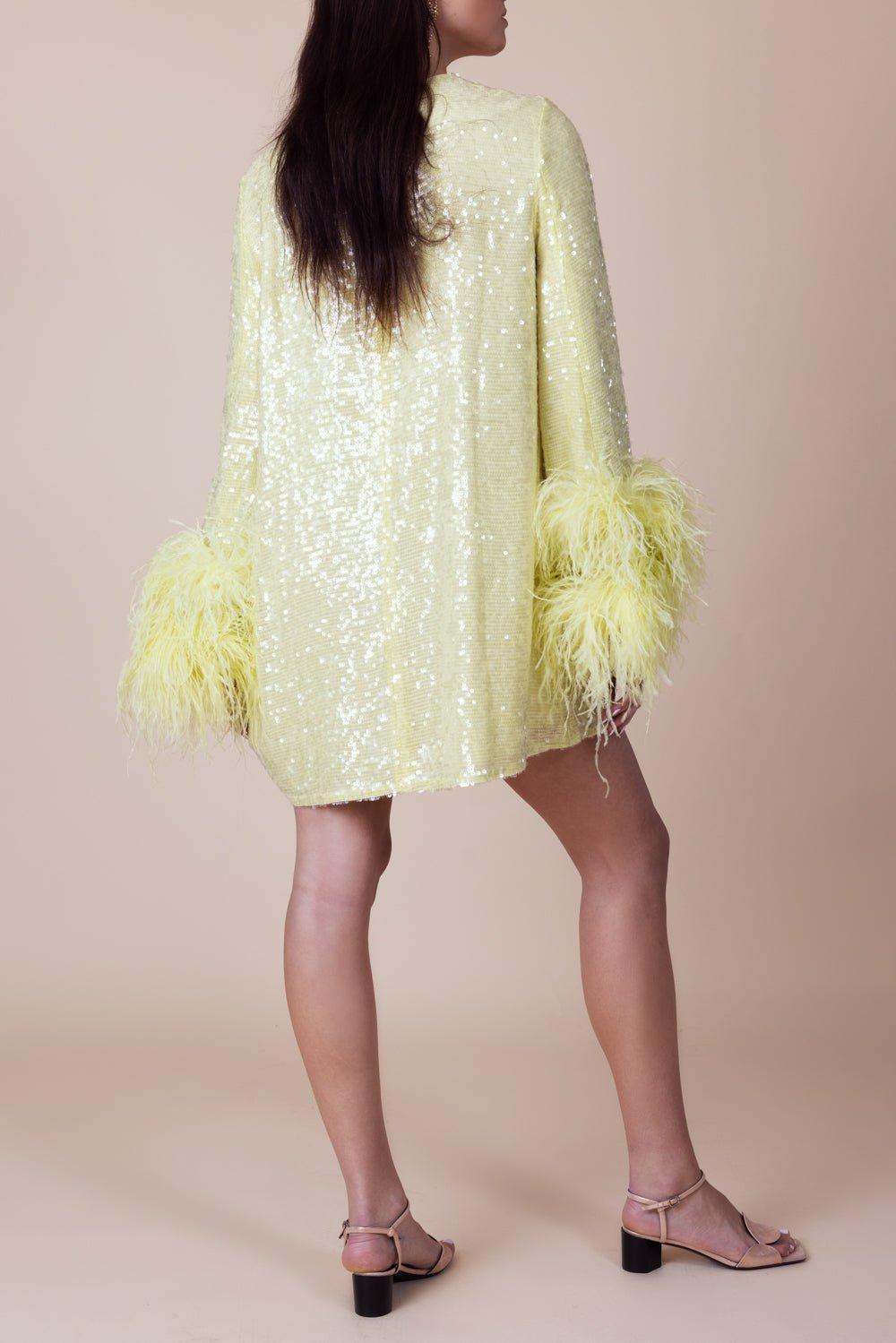 LAPOINTE-Ostrich Sleeve Shift Dress-