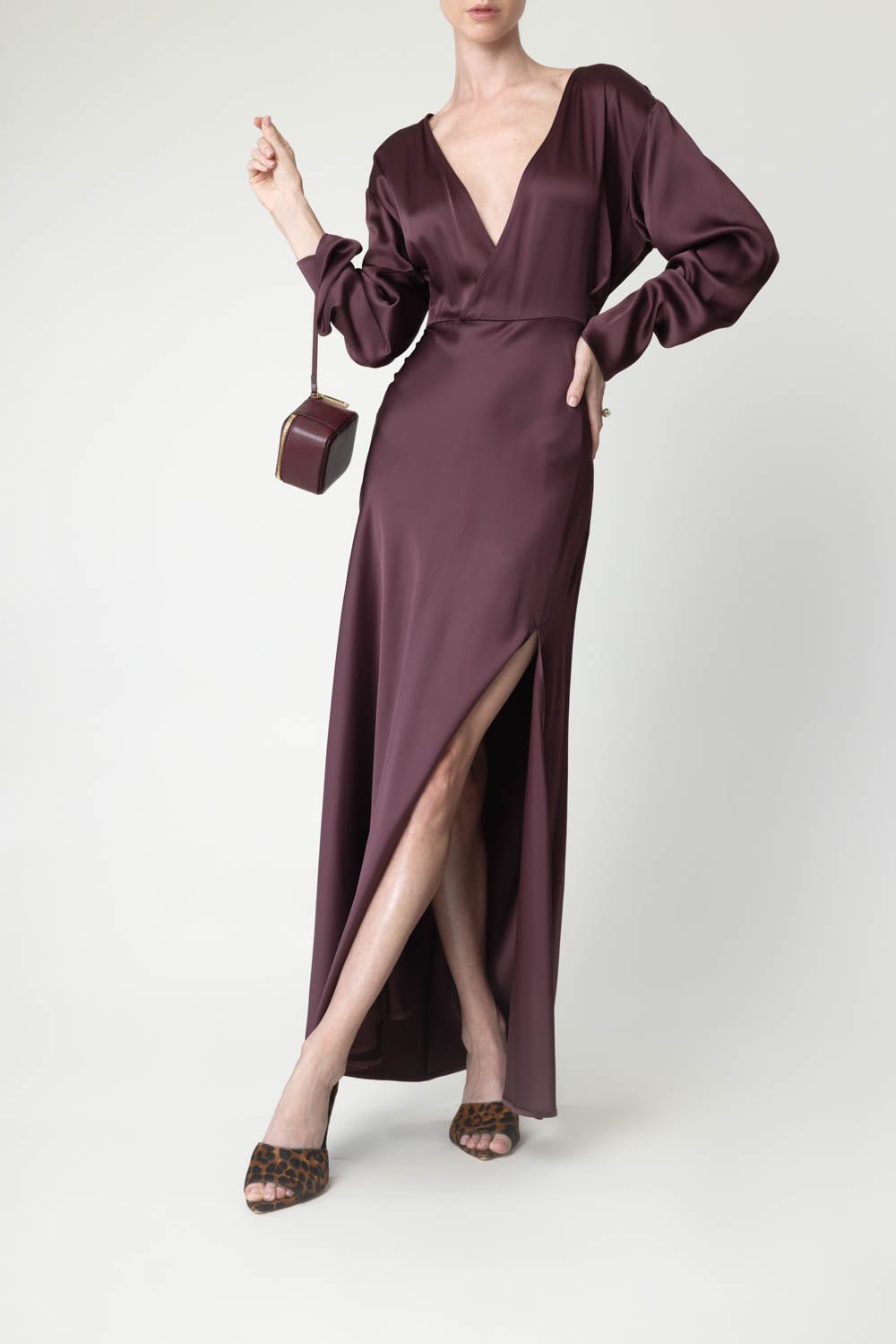 LAPOINTE-V Neck Long Dress-