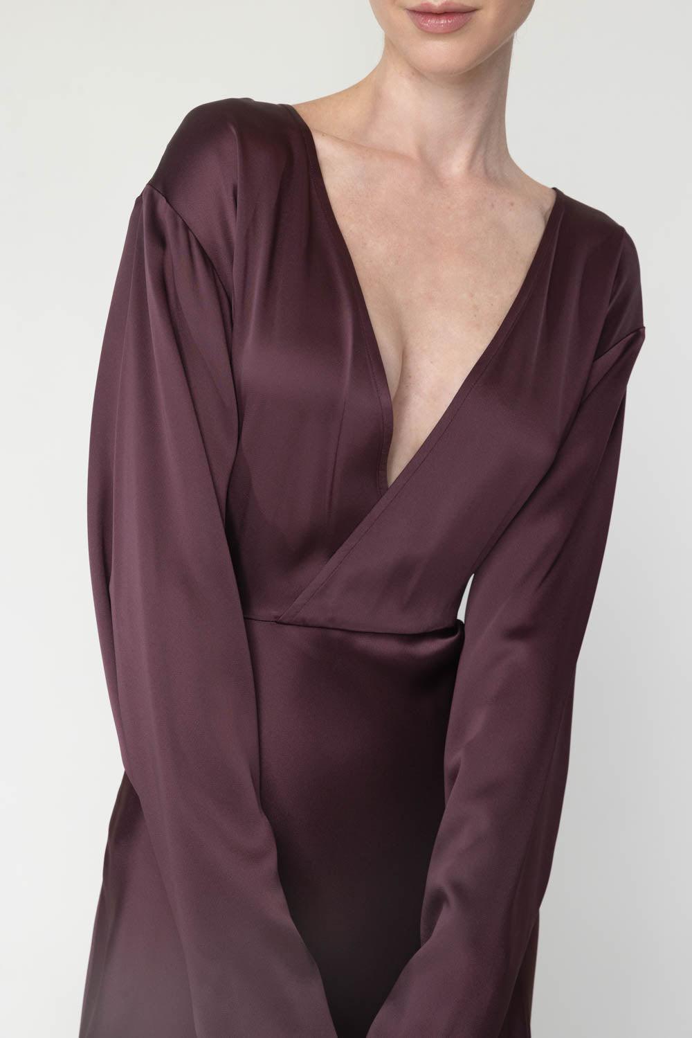 LAPOINTE-V Neck Long Dress-